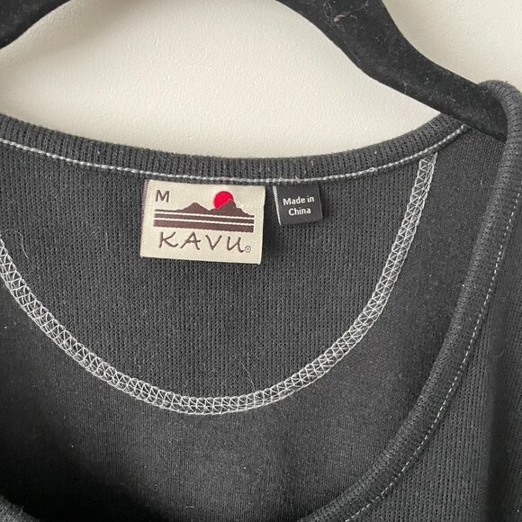 Kavu Scoop Neck Ribbed Knit Casual Pullover Long Sleeve T-Shirt Black Medium - Picture 5 of 7